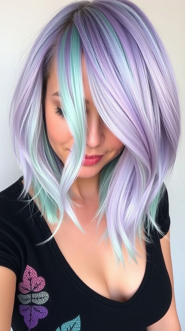 Minty fresh meets lavender luxe—this short hair trend is pure pastel brilliance!