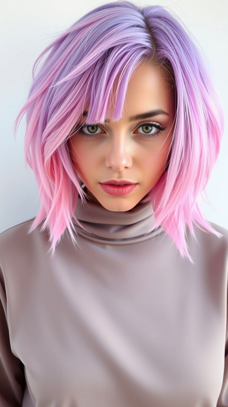 Why choose between cool and pastel when you can have both? Short lavender and mint hair is the ultimate fantasy combo!