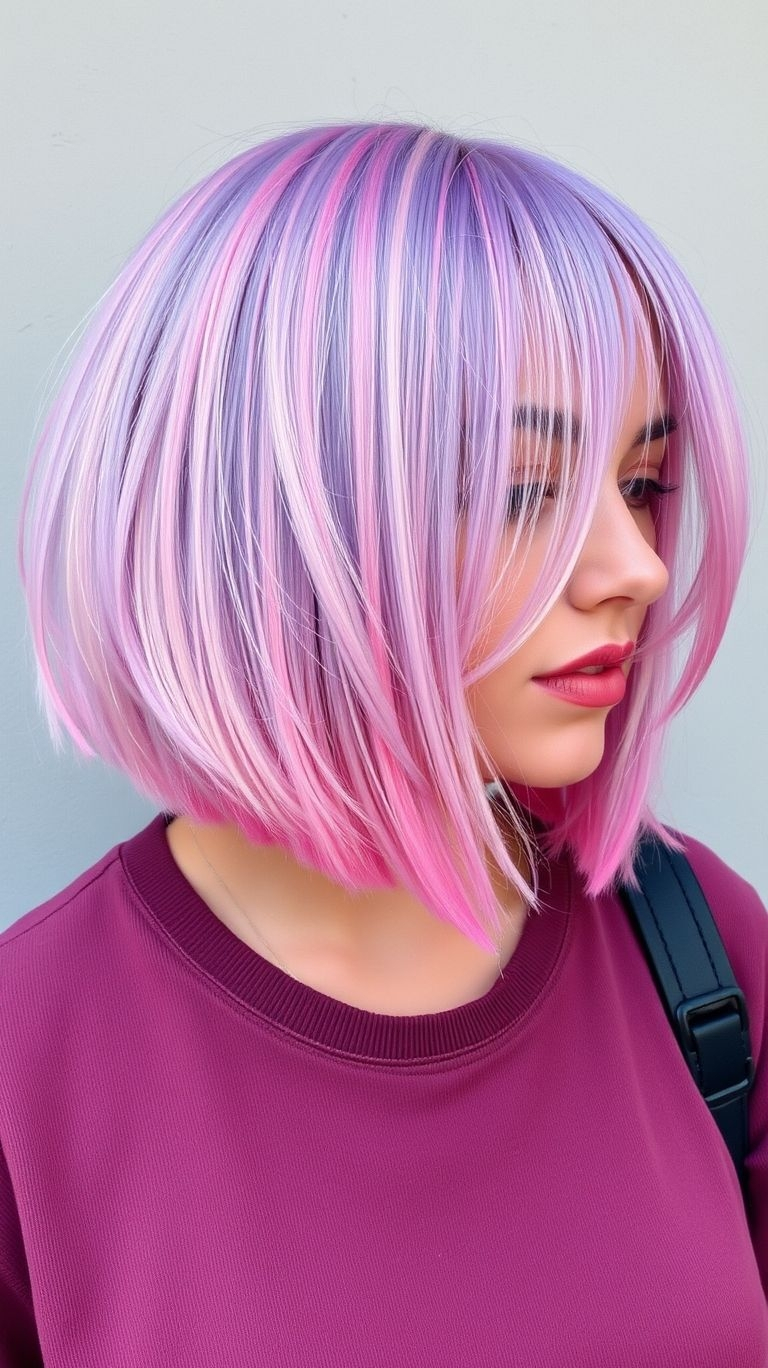 Short hair, pastel magic! Lavender and mint shades blend together beautifully, giving you a fresh and whimsical look.