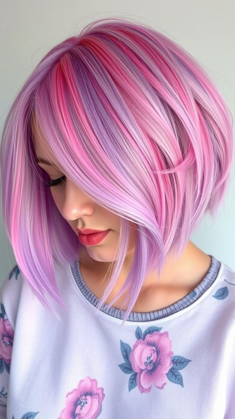 A breath of fresh color! Mint and lavender shades transform short hair into a pastel wonderland of style.