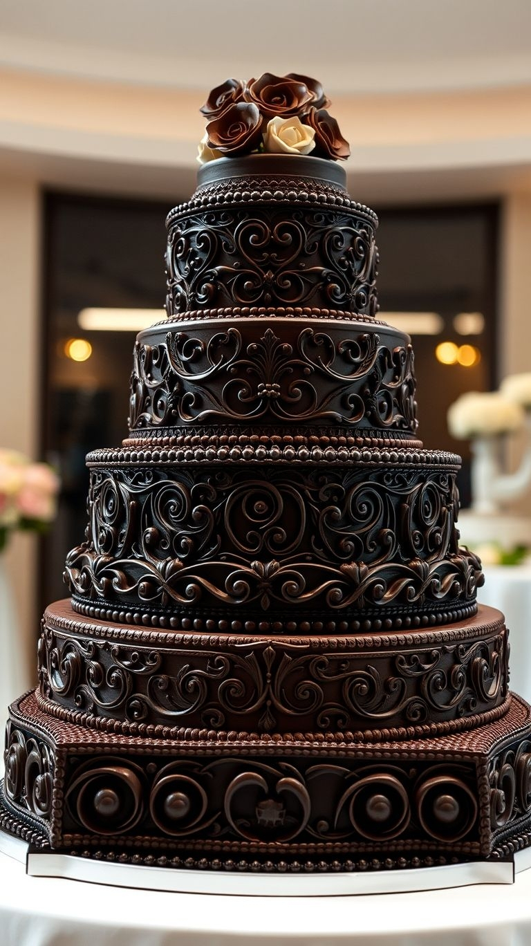 Say ‘I do’ to the most decadent wedding cake ever! Pure chocolate delight meets wedding elegance in every bite.