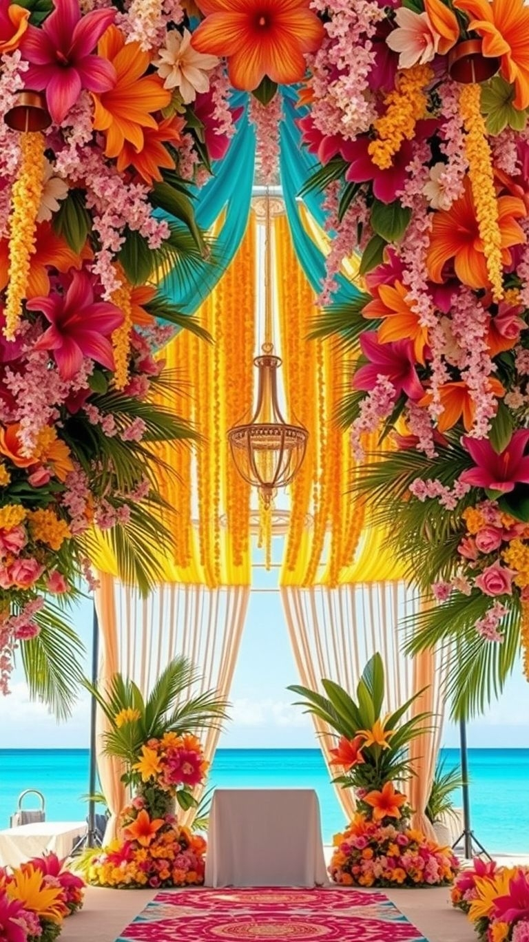 Let your love bloom with the waves! A floral-lined oceanfront aisle is the perfect mix of tropical romance and coastal bliss.