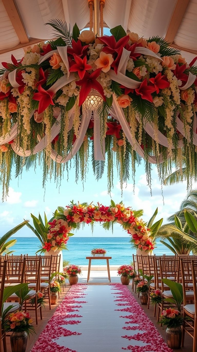 Take your vows with an ocean breeze and a floral paradise surrounding you—this sea-facing aisle is everything.