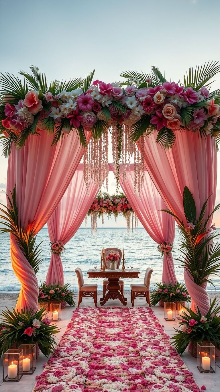 Nothing beats saying 'I do' with the ocean as your backdrop! A sea-facing aisle lined with tropical florals is pure coastal wedding perfection.