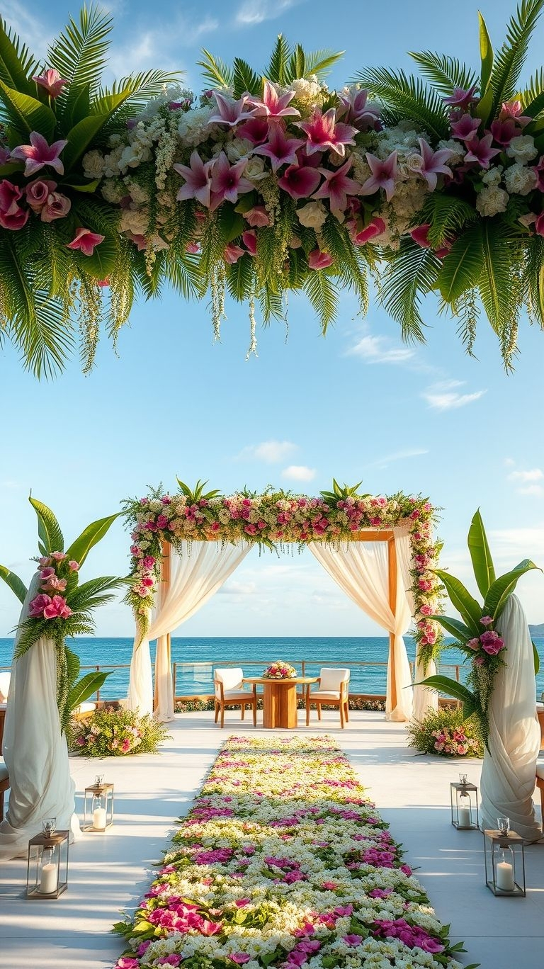 Imagine walking down an aisle kissed by the ocean breeze, surrounded by vibrant tropical flowers—pure destination wedding magic!