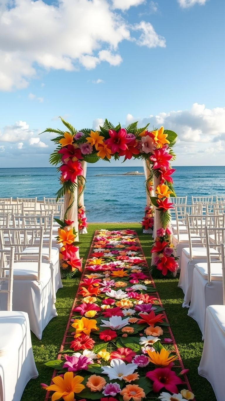 Imagine walking down an aisle kissed by the ocean breeze, surrounded by vibrant tropical flowers—pure destination wedding magic!