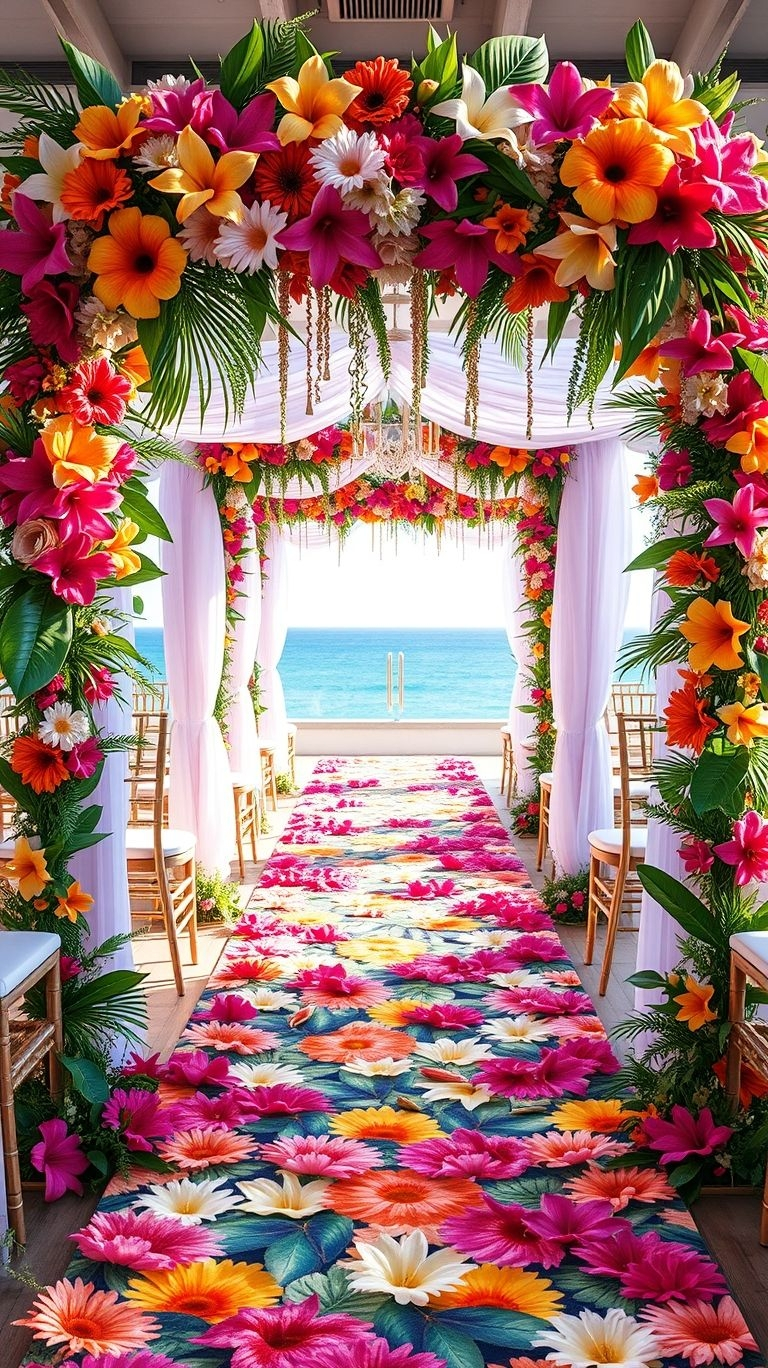 Palm leaves swaying, waves singing, and a floral aisle made for love—sea-facing tropical weddings are nothing short of magical!