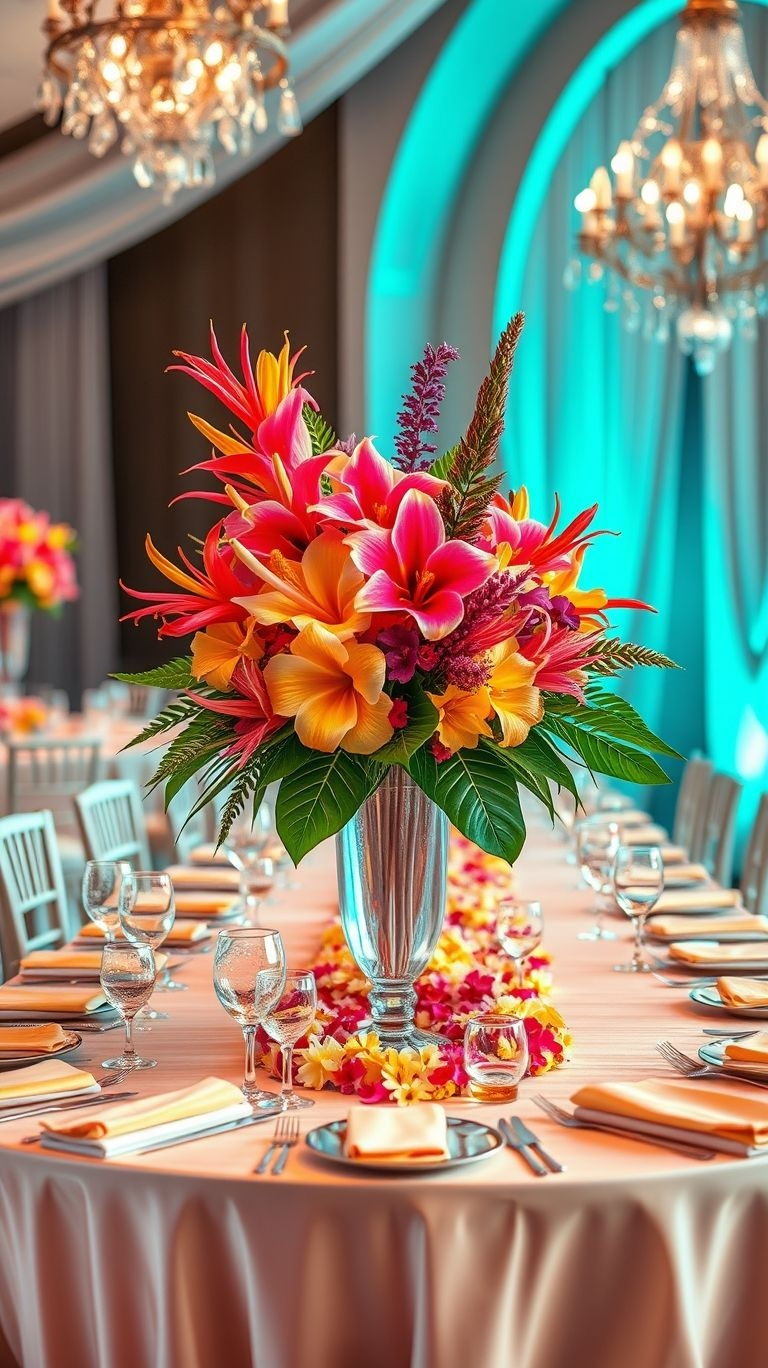 Think big, think bold, think tropical! These floral centerpieces aren’t just decorations—they’re vibrant, eye-catching statements!