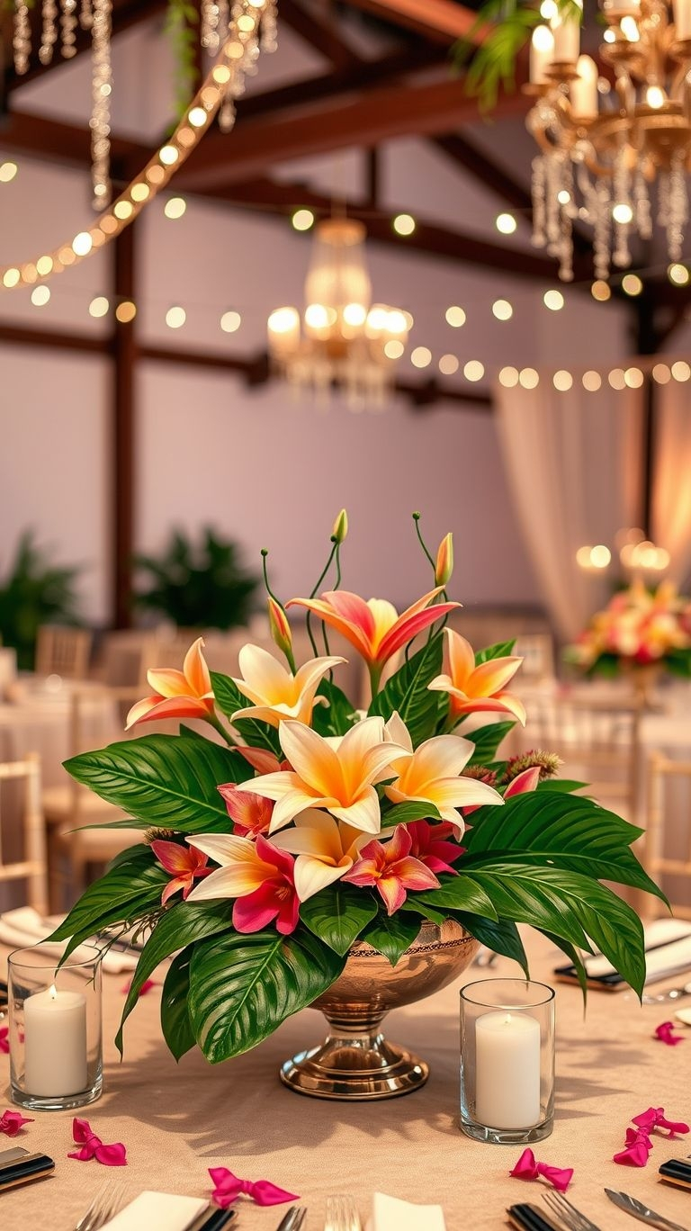 Why settle for simple when your floral centerpiece can be a showstopper? Tropical flowers bring bold color and exotic charm to every celebration!