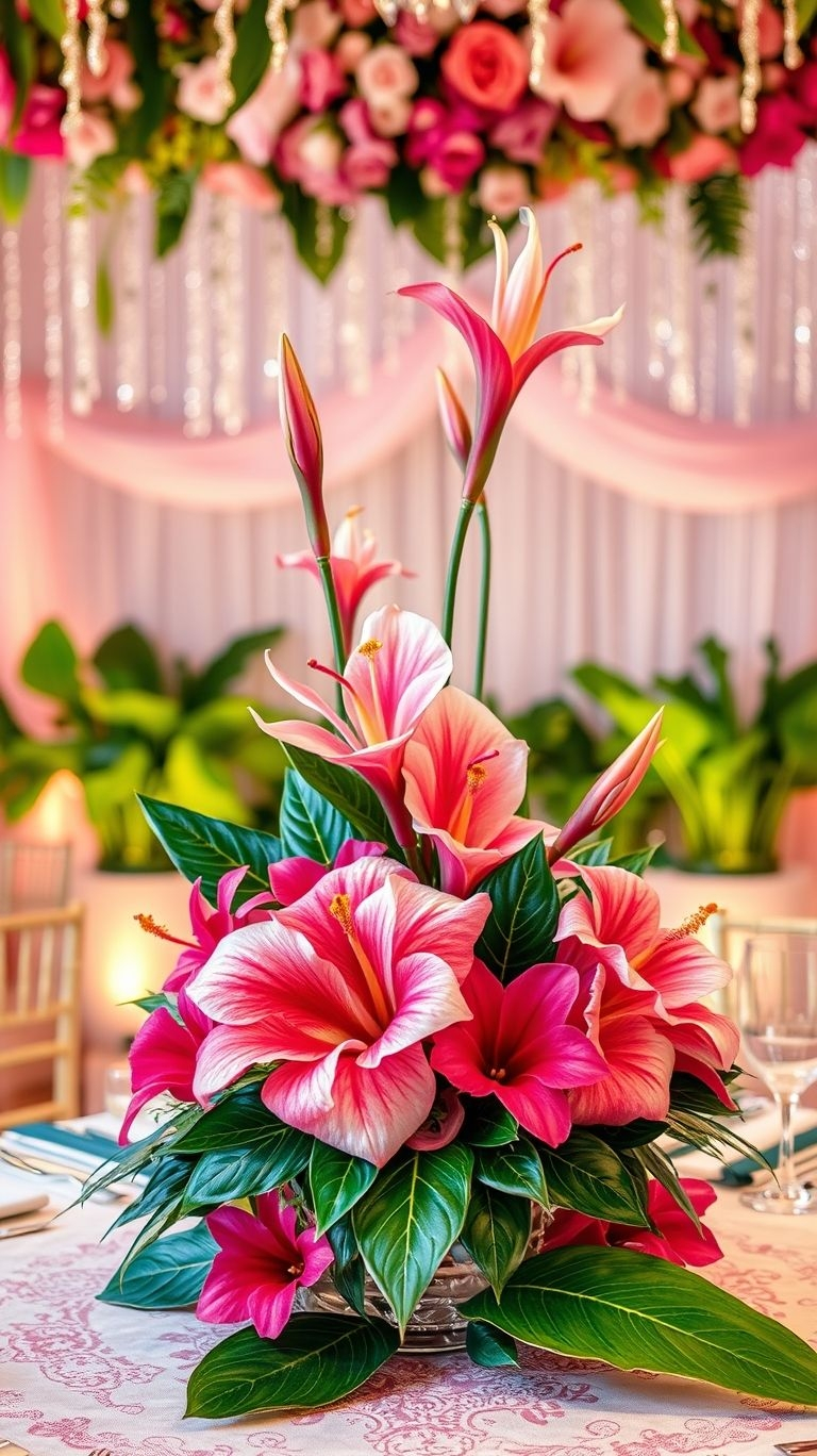 Bring the heat with bold tropical blooms! These centerpieces radiate sunshine, exotic elegance, and vacation-worthy beauty.