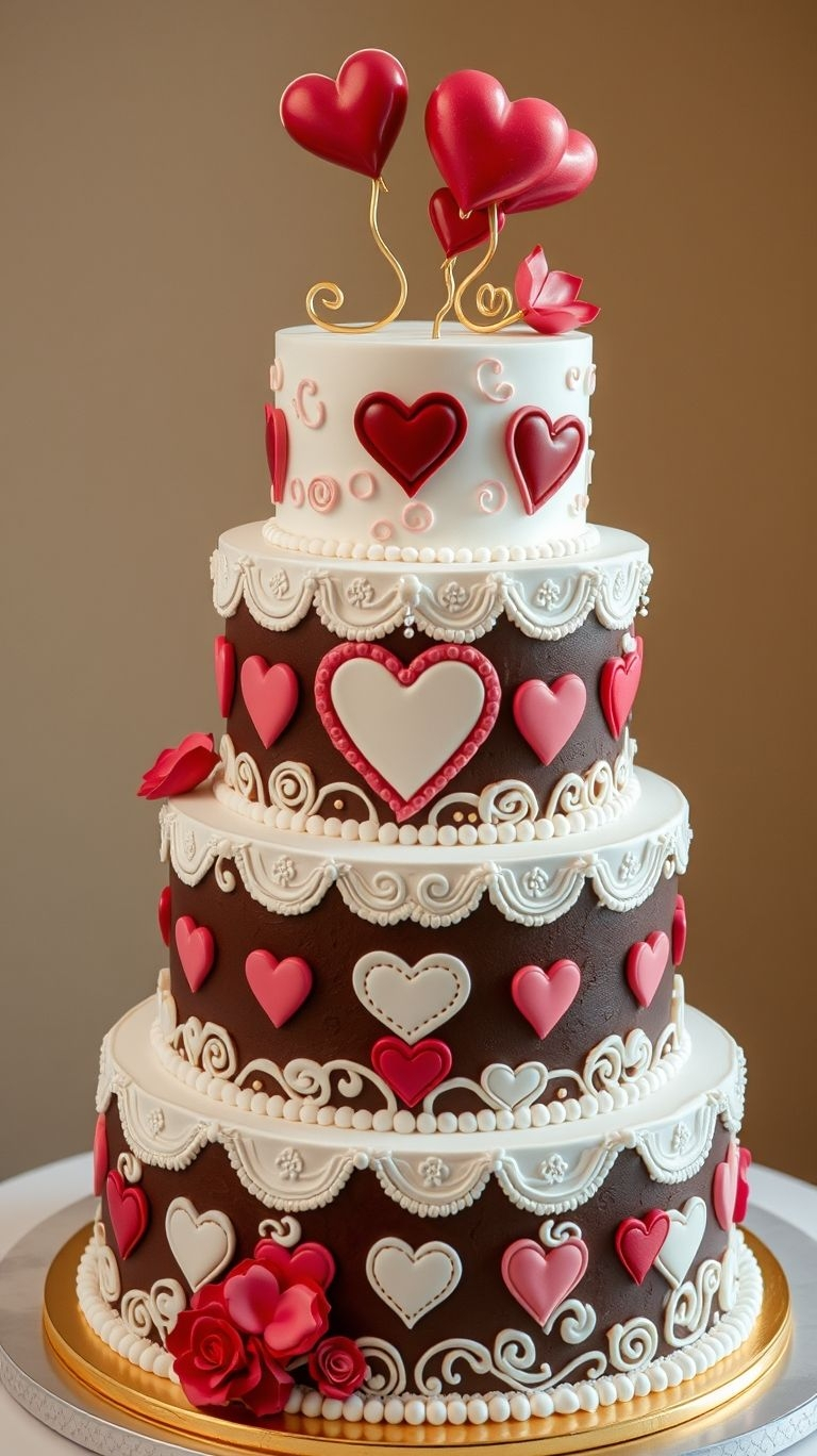 75+ Chocolate Wedding Cakes That Are Too Indulgent to Ignore | Pocoko A little white, a little chocolate, and a whole lot of heart—this wedding cake brings love to the table in the most delicious way!