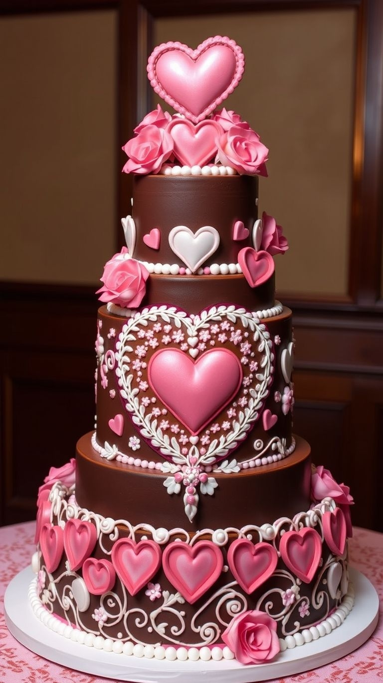 75+ Chocolate Wedding Cakes That Are Too Indulgent to Ignore | Pocoko Say ‘I do’ to a cake as sweet as your love! Chocolate, white frosting, and delicate heart accents make this wedding cake unforgettable.