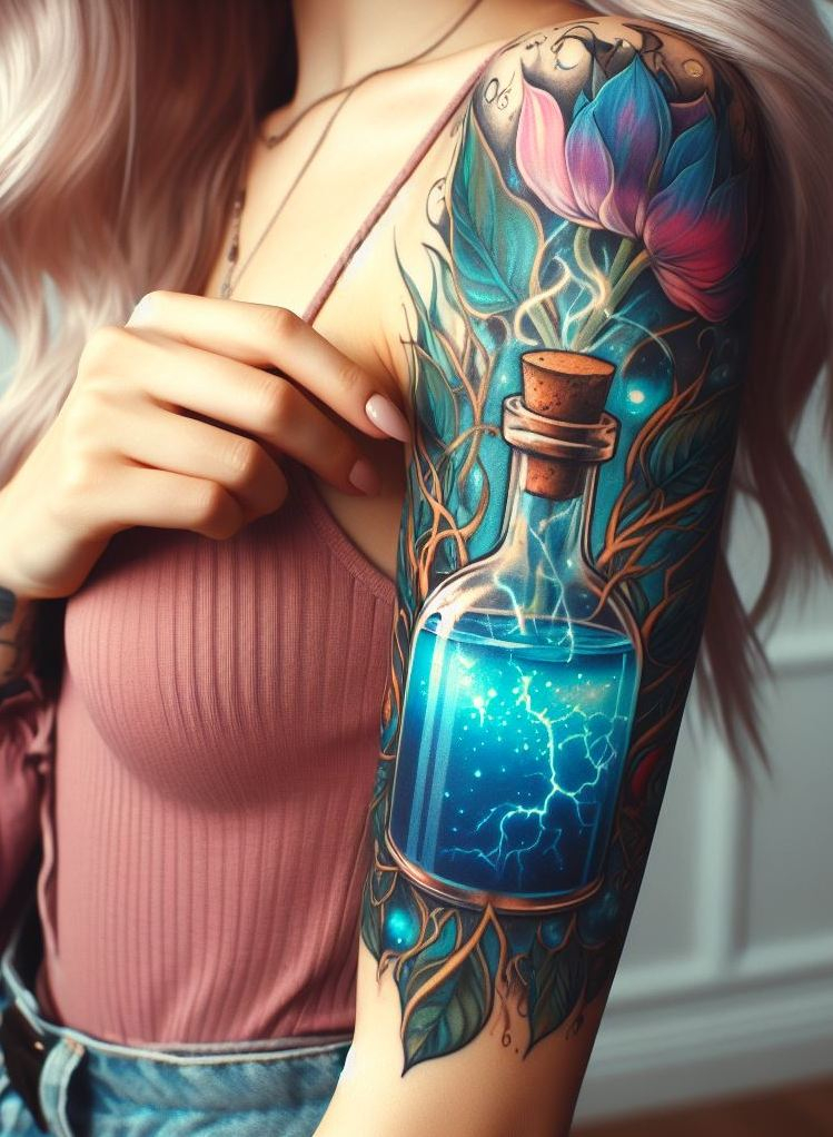 Ink meets incantation in these magic potion designs. Stormcaller Brew tattoos pulse with arcane might and fierce elemental vibes!