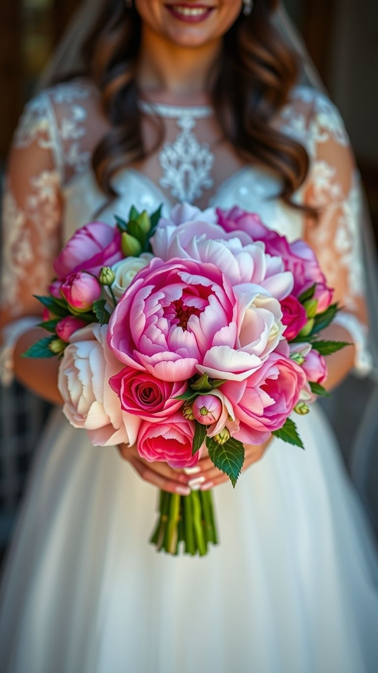 80+ Bouquet Ideas: Stunning Floral Wonders | Pocoko If elegance had a scent, it’d come wrapped in peonies. This wedding bouquet gives luxury, softness, and just a touch of “I woke up like this” bridal glamour.