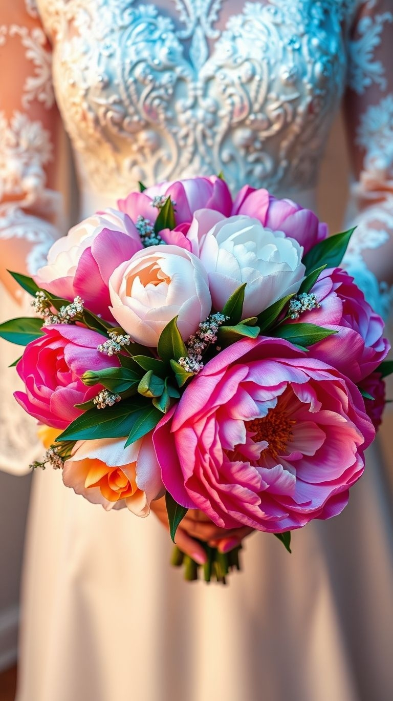 80+ Bouquet Ideas: Stunning Floral Wonders | Pocoko Peonies: the only drama your wedding day actually needs. Bold, blooming, and lush enough to outshine your ex’s Instagram scroll.