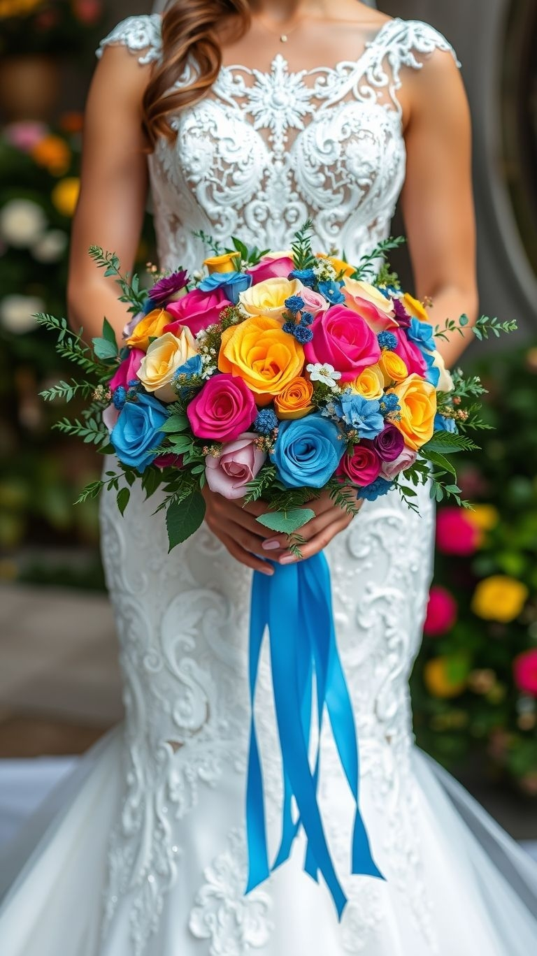 80+ Bouquet Ideas: Stunning Floral Wonders | Pocoko Sweet, spicy, and everything nice—this bouquet’s got layers. Roses in mix-and-match hues turn traditional wedding florals into a personality parade.
