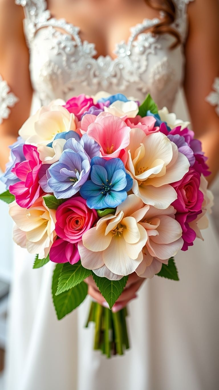 80+ Bouquet Ideas: Stunning Floral Wonders | Pocoko This bouquet’s got vacation energy and bridal glam rolled into one. Colorful plumeria makes sure your aisle walk feels like a slow-motion beach scene.