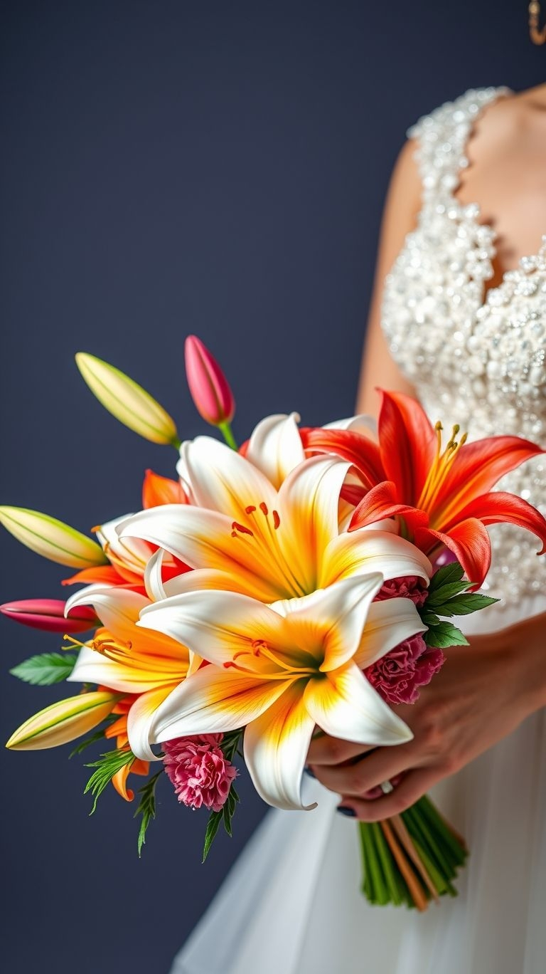 80+ Bouquet Ideas: Stunning Floral Wonders | Pocoko This one’s made for the bride with taste as refined as her playlist. Elegant lilies dance between layers of blooms like couture on stems.