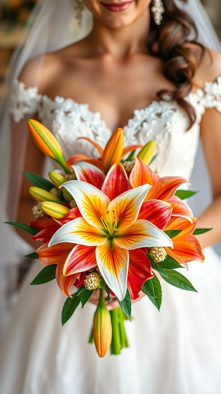 80+ Bouquet Ideas: Stunning Floral Wonders | Pocoko Florals with main character energy? Lilies bring the elegance, and suddenly your bouquet has better posture than your bridesmaids.