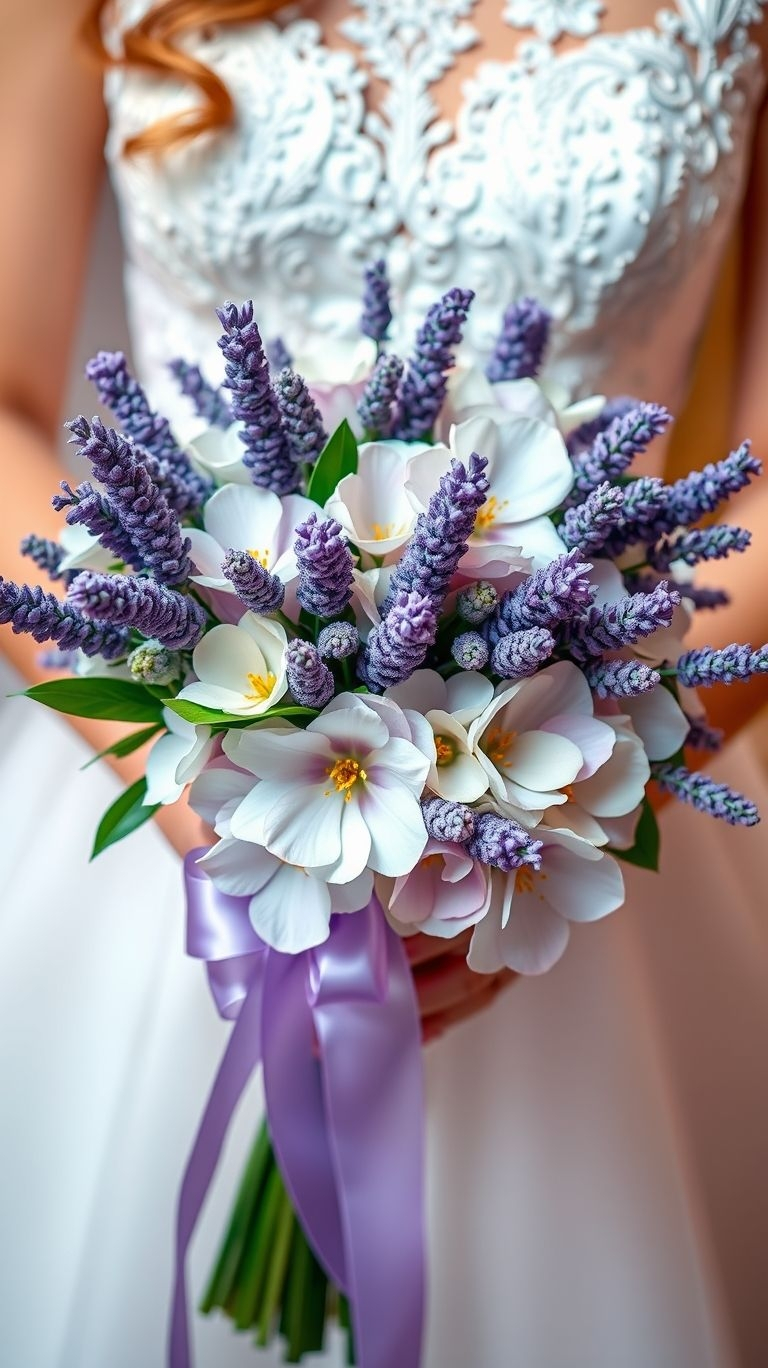 80+ Bouquet Ideas: Stunning Floral Wonders | Pocoko When lavender enters the bouquet, the vibe shifts. Suddenly it's less wedding and more cinematic slow-motion stroll through fields of romance.