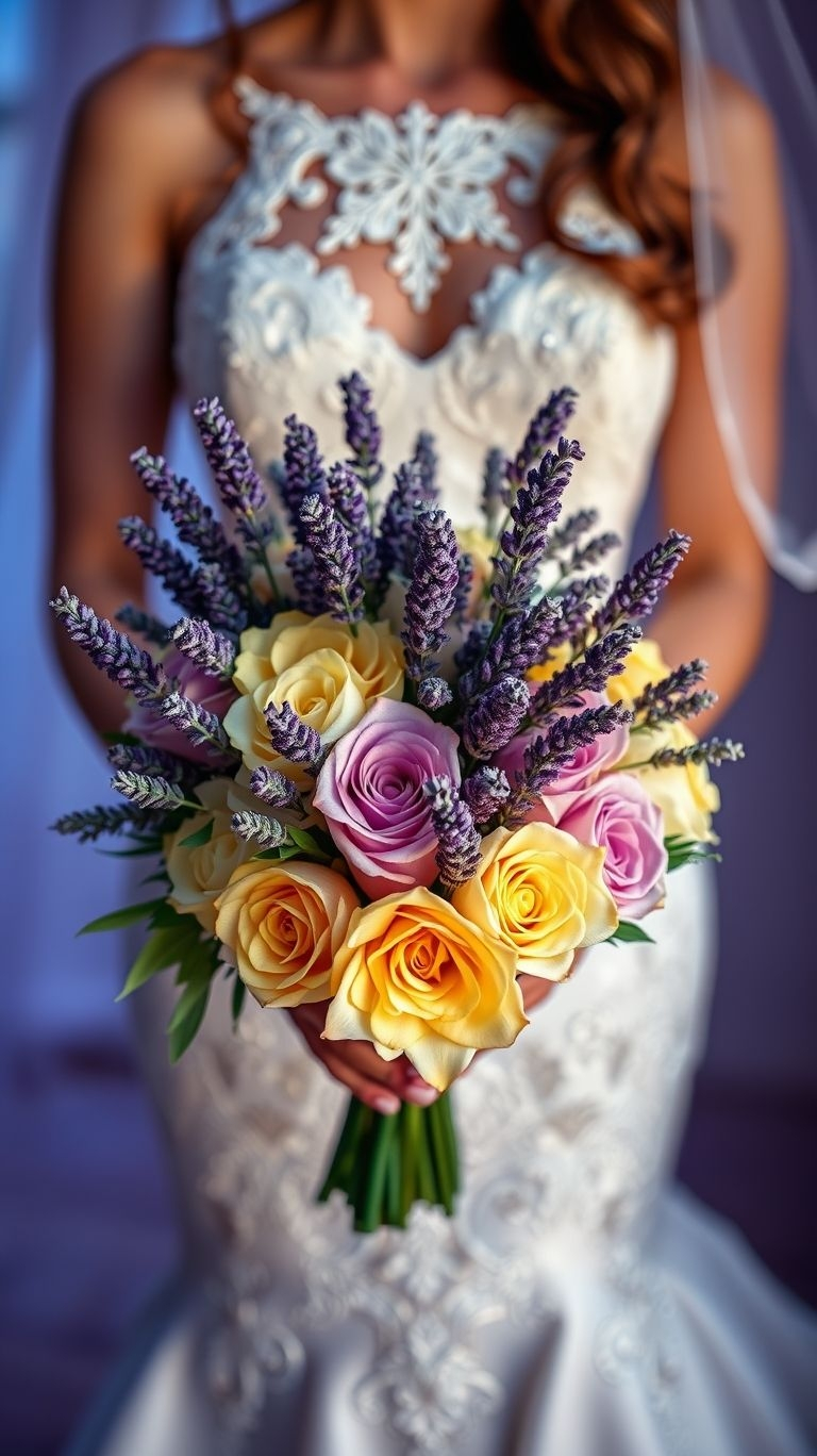 80+ Bouquet Ideas: Stunning Floral Wonders | Pocoko This bouquet walks in smelling like self-care and commitment. Lavender + florals = the bridal version of a spa day wrapped in satin ribbon.