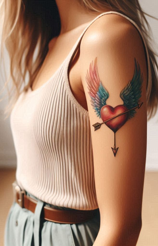 Some angels fall… in love. These tattoos capture fluttering hearts and feathered feels in every romantic line.