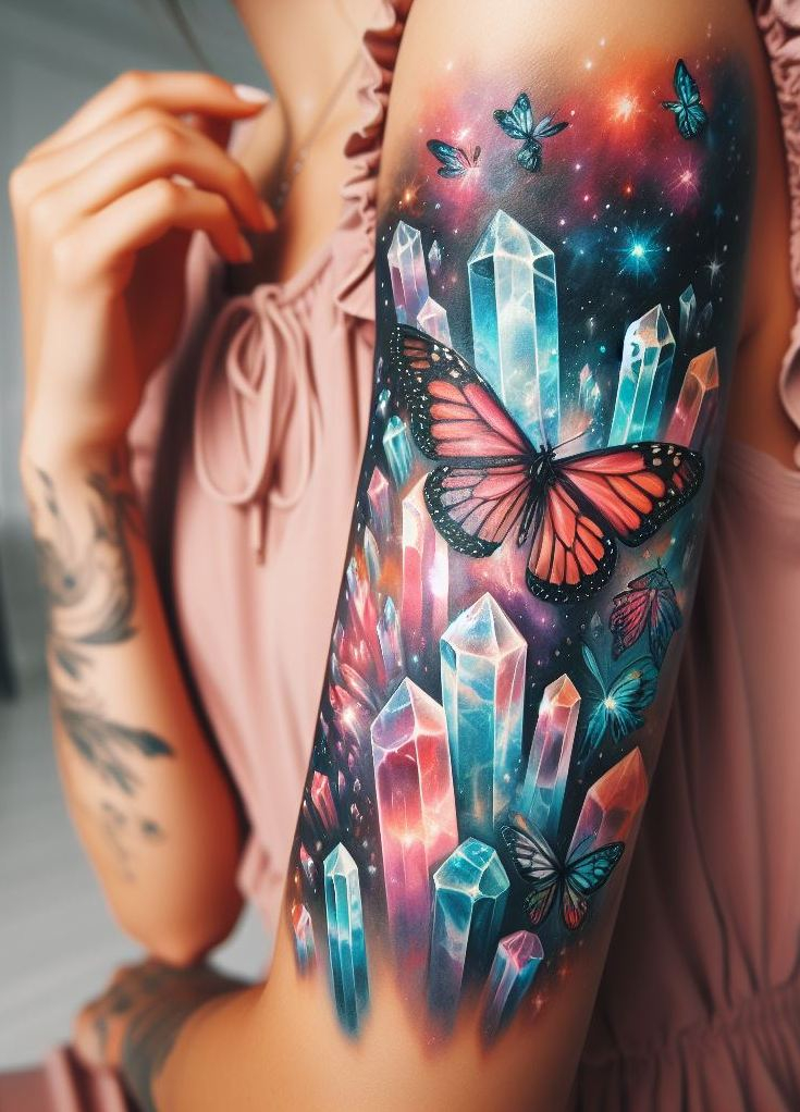 Mysticism never looked so stylish. These crystal tattoos are perfect for anyone vibing on intuition, aesthetics, and a touch of metaphysical madness.