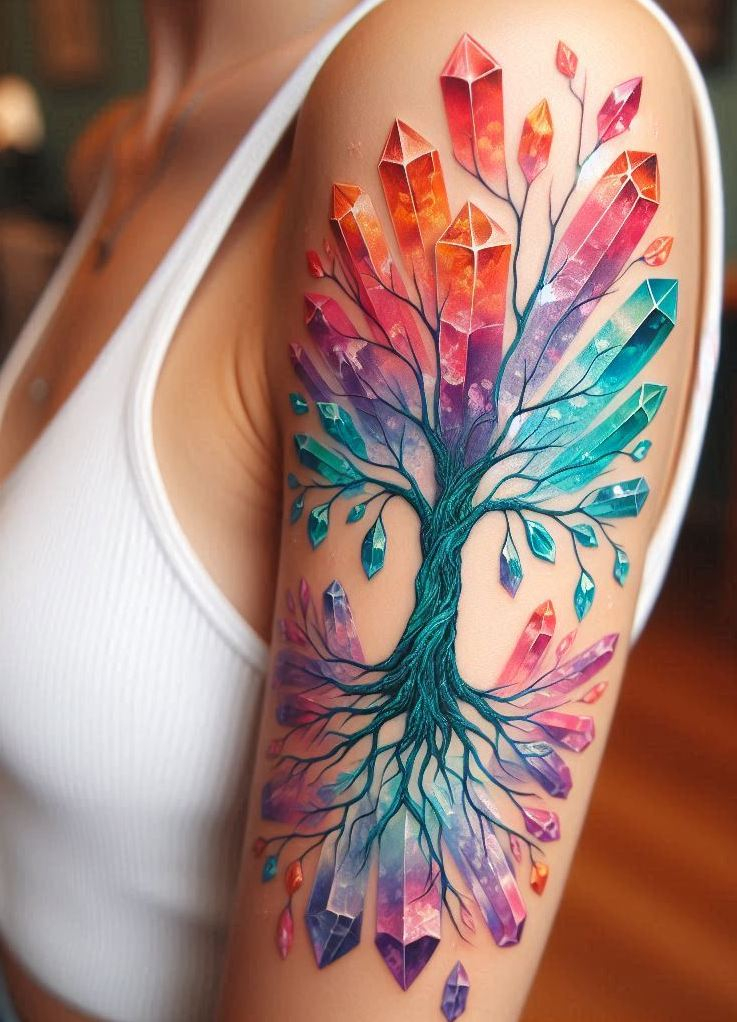 Charged with moonlight, inked with flair—these magic crystal tattoos are here to beautify your aura, one sparkling line at a time.