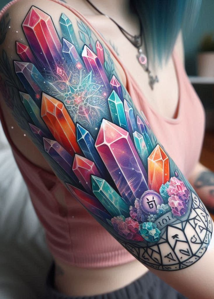 Get your glow on with crystal tattoos that are equal parts mystical and mesmerizing—perfect for soul-deep style seekers.