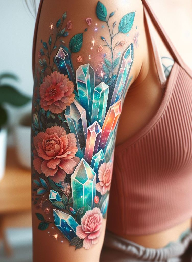 Gemstones meet geometry in tattoos that look like sacred spells. These crystal-inspired pieces are inked enchantment.