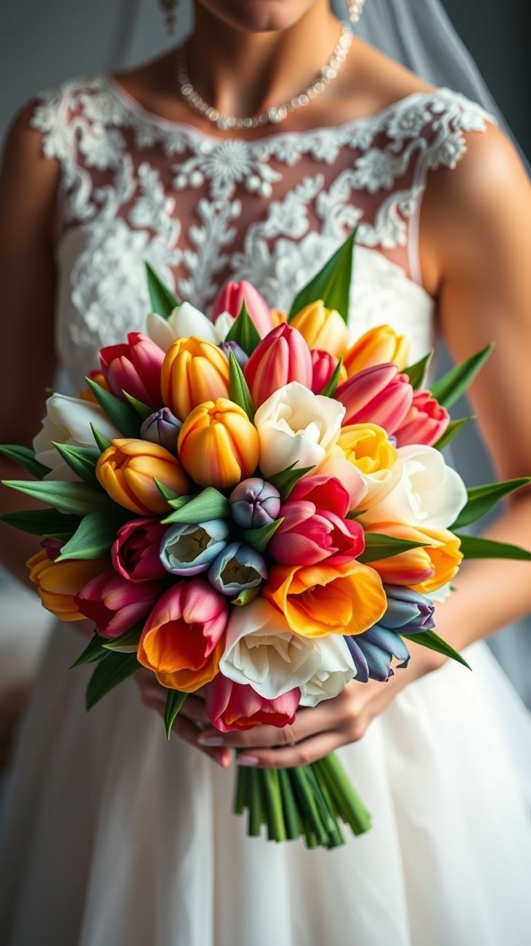 80+ Bouquet Ideas: Stunning Floral Wonders | Pocoko If your heart had a garden, this bouquet would bloom right out of it. Multicolored tulips say “romance” with a wink and a wild streak.