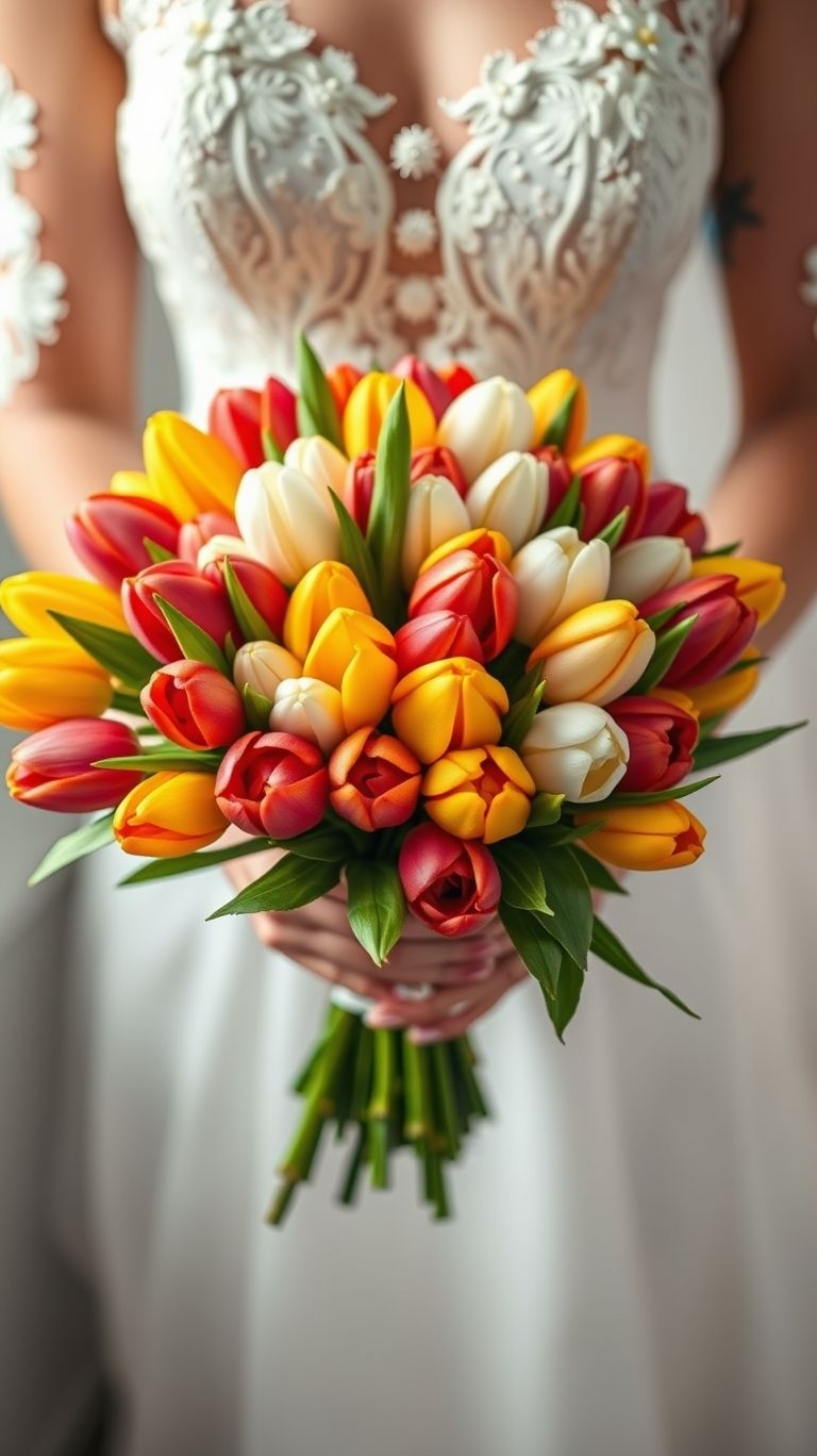 80+ Bouquet Ideas: Stunning Floral Wonders | Pocoko These tulips didn’t come to blend in. Layered in vibrant shades, this bouquet is basically a floral mic drop.
