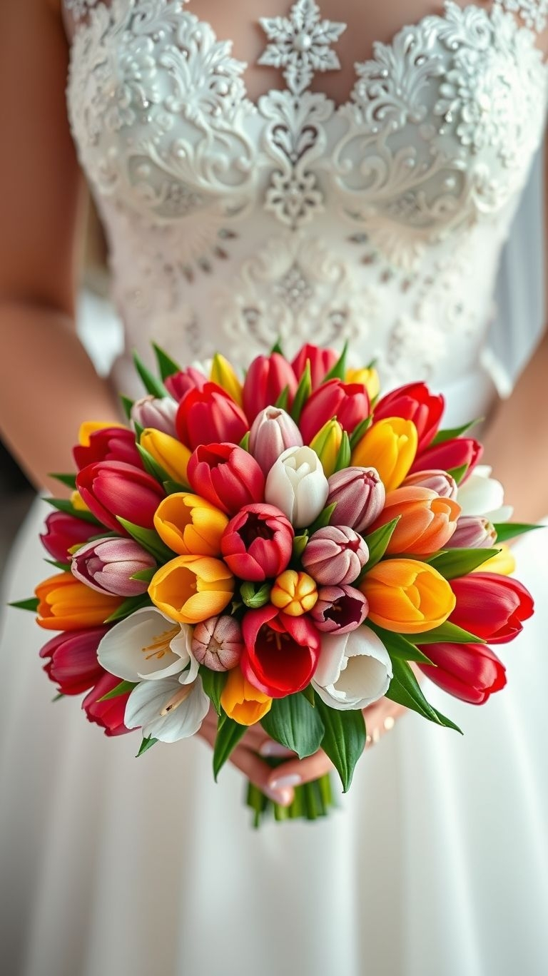 80+ Bouquet Ideas: Stunning Floral Wonders | Pocoko Tulips in mixed hues are the rom-com leads of the bouquet world—quirky, loveable, and impossible not to root for.