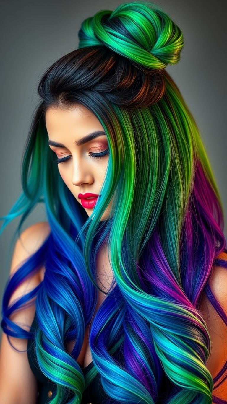 Your hair called—it wants more neon. These high buns are not just styles, they’re full-on statements.