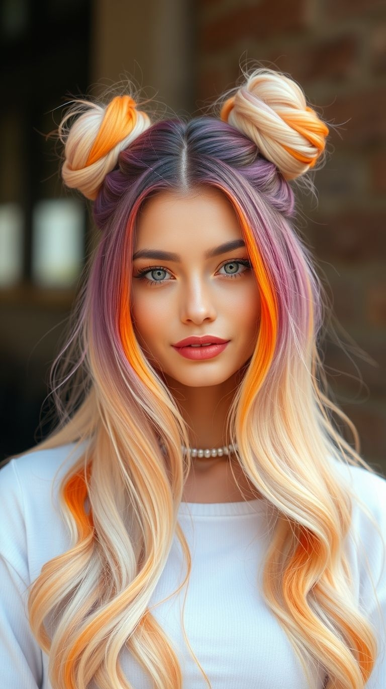 Think cotton candy mixed with cosmic fire—these ombre buns are sweet, daring, and 100% fabulous.