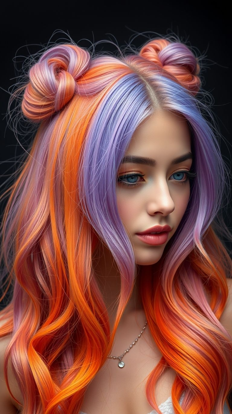 A hairstyle that literally glows from root to tip—these ombre double buns were made for dreamers with a wild streak.