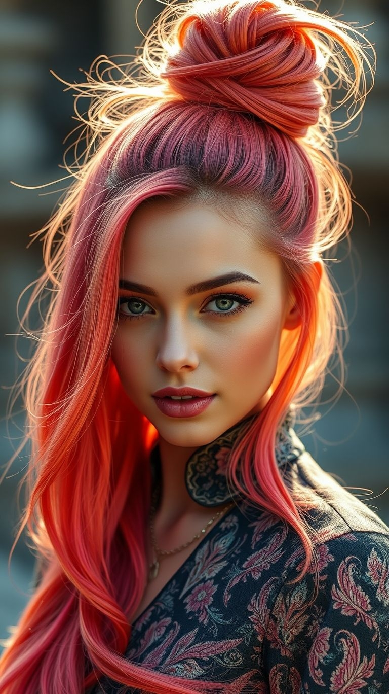 Bubblegum Fire Bun Cheeky bubblegum charm with a fiery twist. It’s like your bun is sweet-talking your eyeliner into going bolder.