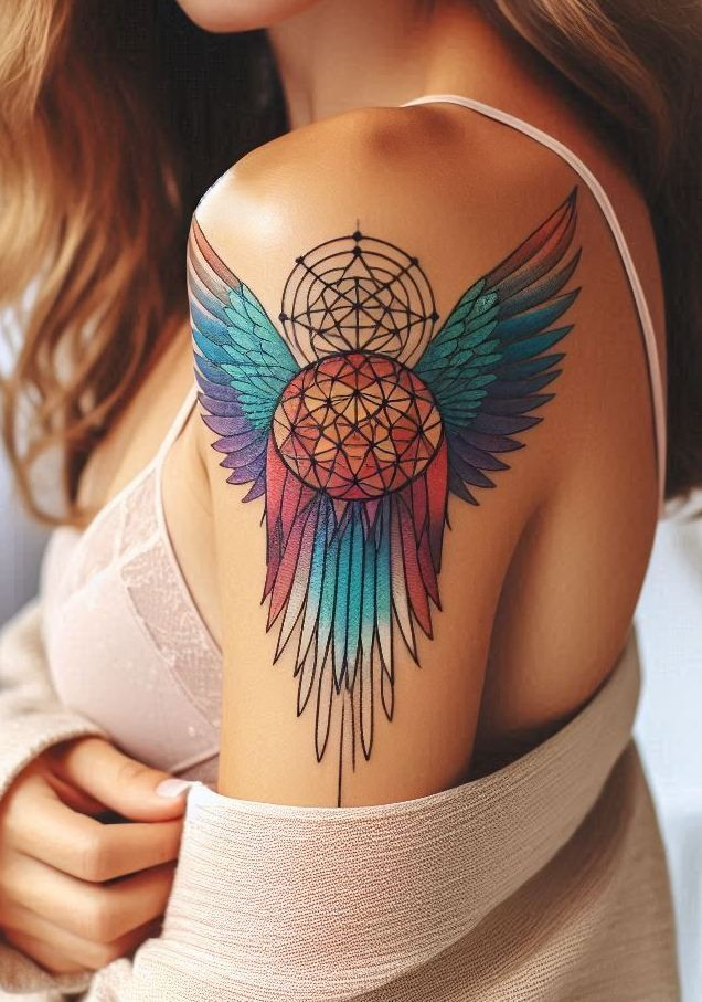 Wings of light, patterns of precision—these tattoos give your soul space to soar while keeping your aesthetic on point.