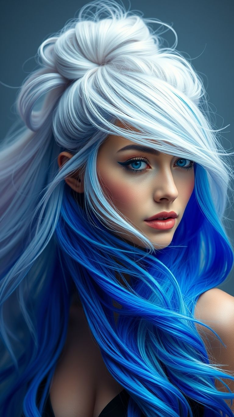 Galactic Chill Bun Why settle for earth tones when you can orbit silver and surf electric blue waves? This bun’s giving mooncore glow with spaceship-level cool.