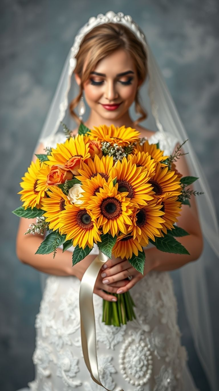 80+ Bouquet Ideas: Stunning Floral Wonders | Pocoko Who says bridal bouquets have to whisper? This sunflower stunner belts out joy like it’s the star of a summer musical.