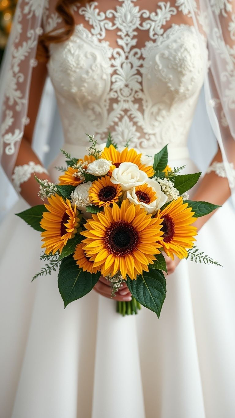 80+ Bouquet Ideas: Stunning Floral Wonders | Pocoko These sunflowers didn’t come to play. They came to turn your walk down the aisle into a stroll through golden confidence.