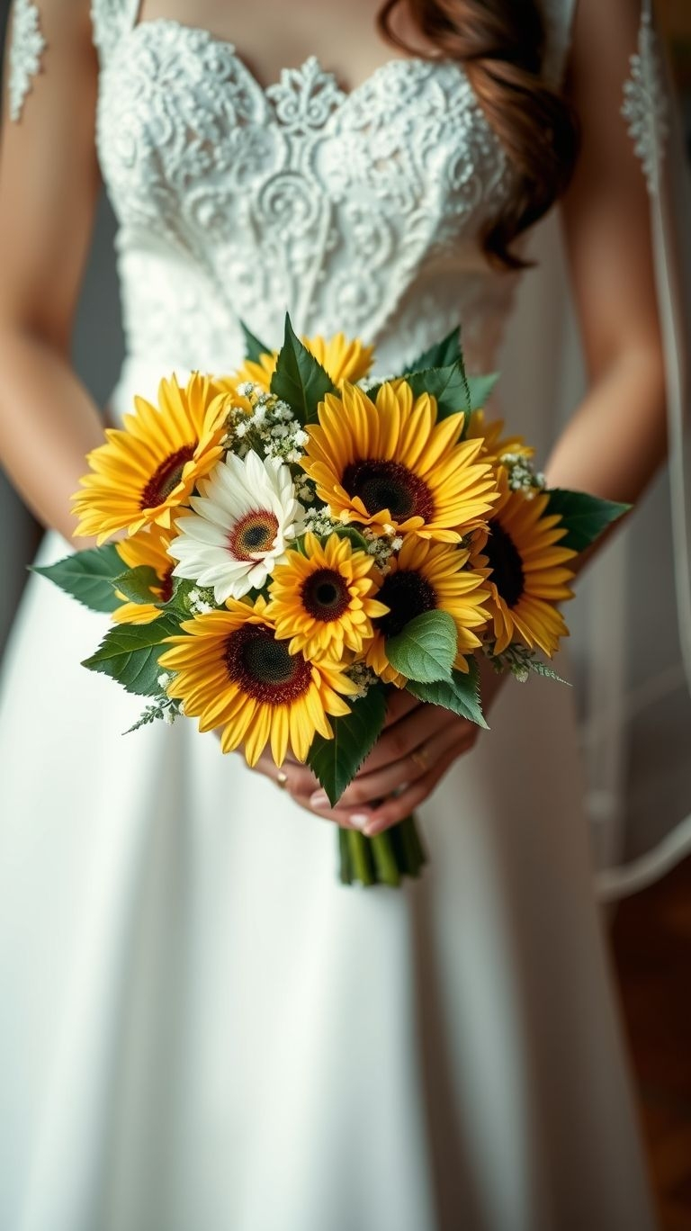 80+ Bouquet Ideas: Stunning Floral Wonders | Pocoko That moment when your bouquet enters the chat louder than your flower girl—sunflowers never wait to be noticed.