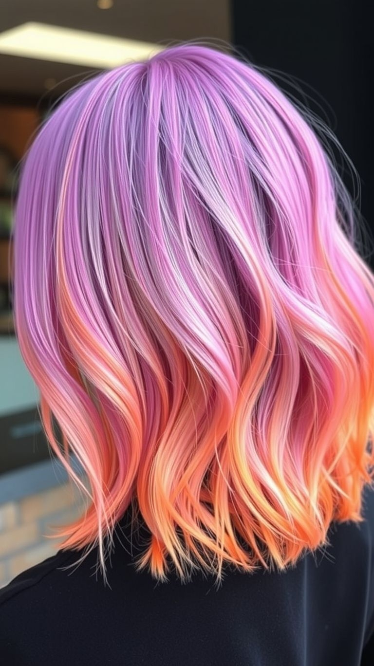 For when you can't decide if your vibe is cool, mystical amethyst or a hot, fiery flame—so you choose both. This Amethyst Flame look is one of the most magical Hair Color Ideas we've seen, perfectly blending cool purples with sizzling hot tips for a truly enchanting style.