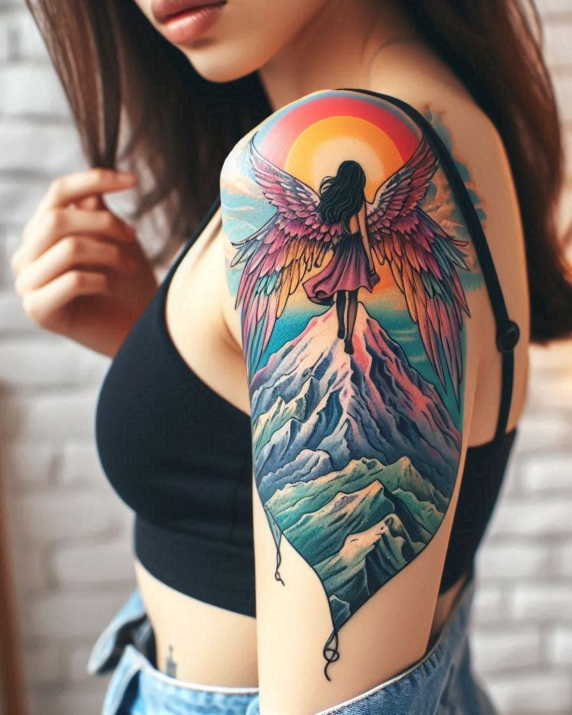 Angel wings bring a touch of heaven to your skin. These Magical Tattoos for women are all about beauty, belief, and bold self-expression.