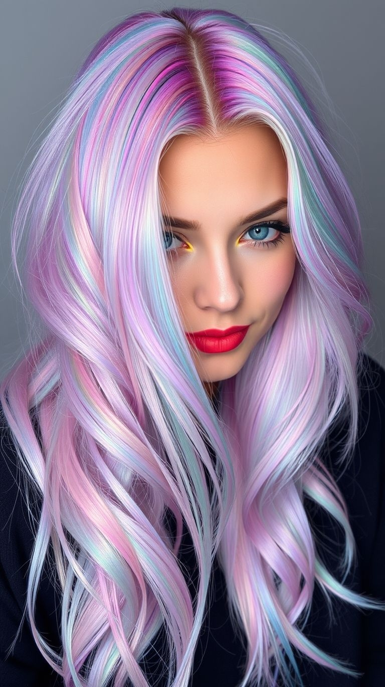 This is the hair color you've seen in your daydreams, brought to life. The soft, airy blend of pastel pink and blue makes for some truly ethereal Hair Color Ideas. Prepare to look and feel absolutely magical.