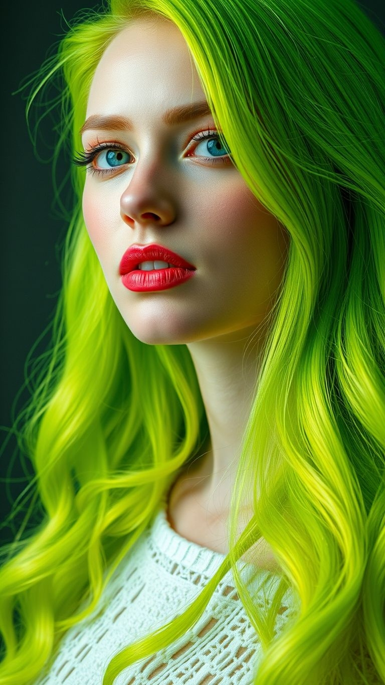 Pin this immediately and book that salon appointment you've been dreaming about. These electric lime photos are the only Hair Color Ideas you'll need to convince yourself to finally take the plunge. You know you want to.