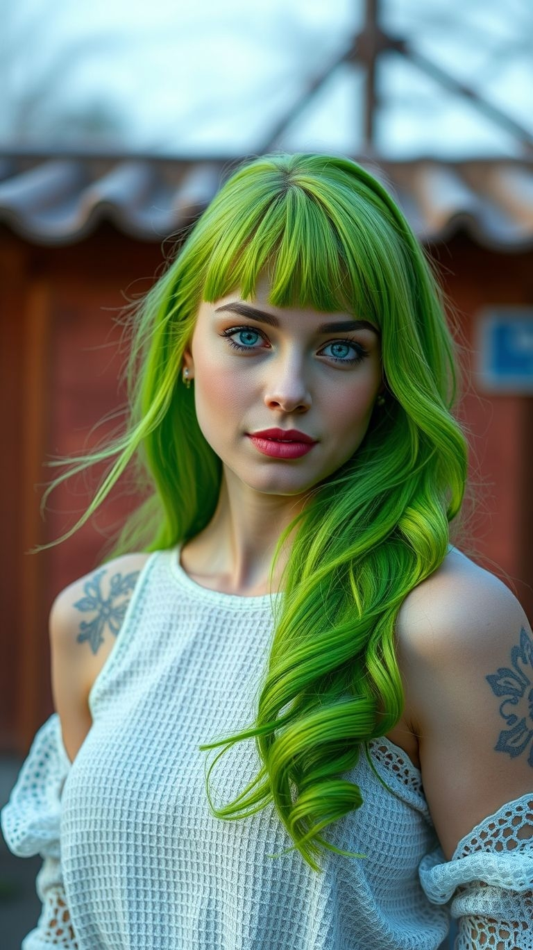 This hair color looks like it came straight from the year 3000, and we are so here for it. Electric lime offers futuristic and seriously cool Hair Color Ideas for a cyberpunk-inspired vibe. The future of hair is officially now.
