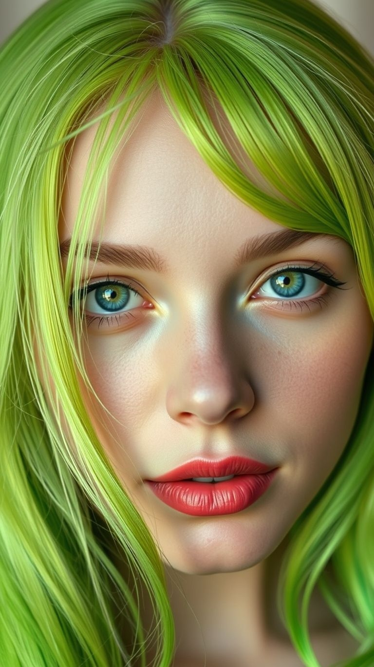 Get ready for some serious whiplash, because this colour is a certified head-turner. Electric lime is one of those guaranteed show-stopper Hair Color Ideas. Fading into the background is simply not an option anymore.