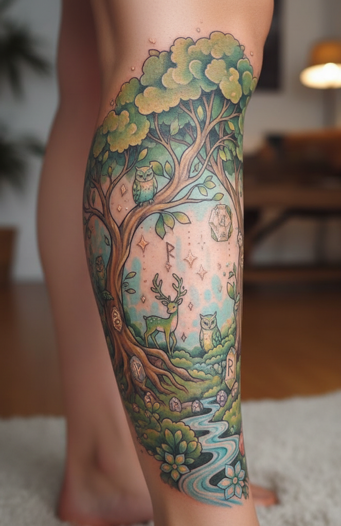 If your heart beats to the rhythm of rustling leaves and moonlit paths, these Tattoo designs are calling. Enchanted Forest tattoos bring nature’s secrets right to your skin.