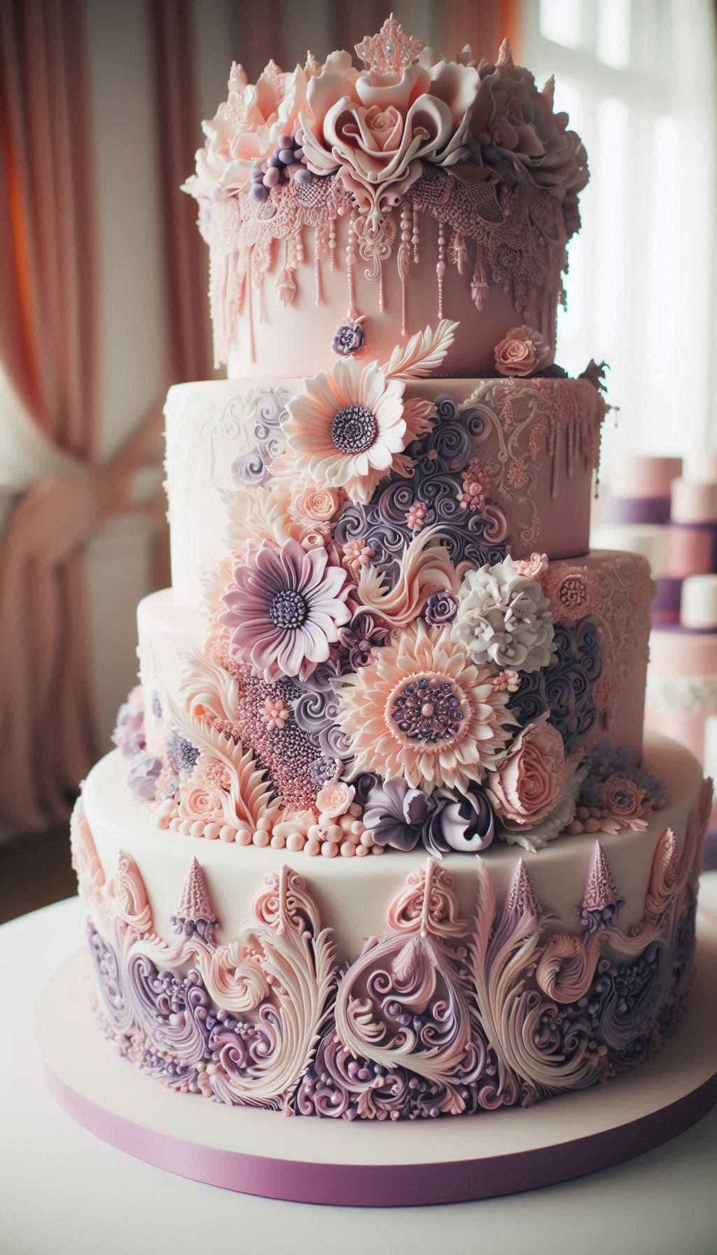 Tired of pale and pastel cakes that just blend in? Go for the gorgeous. A Magenta Scrolls wedding cake is a vibrant, confident choice that guarantees your dessert table will be a major focal point, long before the first slice is even cut.